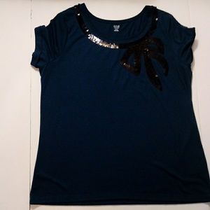 Ana Teal Sequined Top